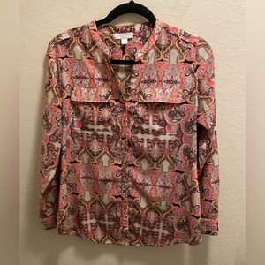 Charter Club button down utility blouse medium petite.